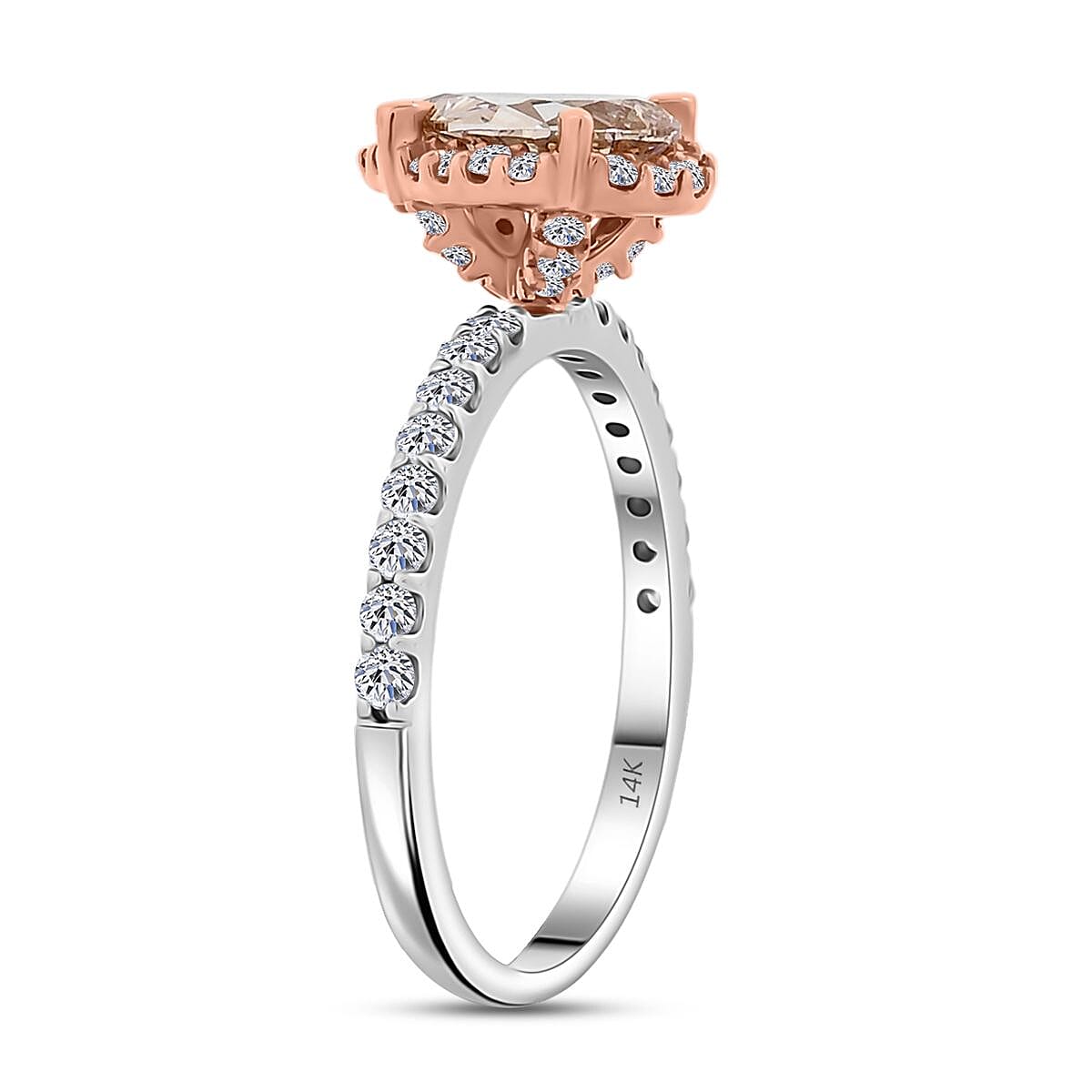 Luxuriant Lab Grown Pink Diamond (IR) and Lab Grown Diamond VS 1.50 ctw Ring in 14K White and Rose Gold (Size 6.0) image number 3