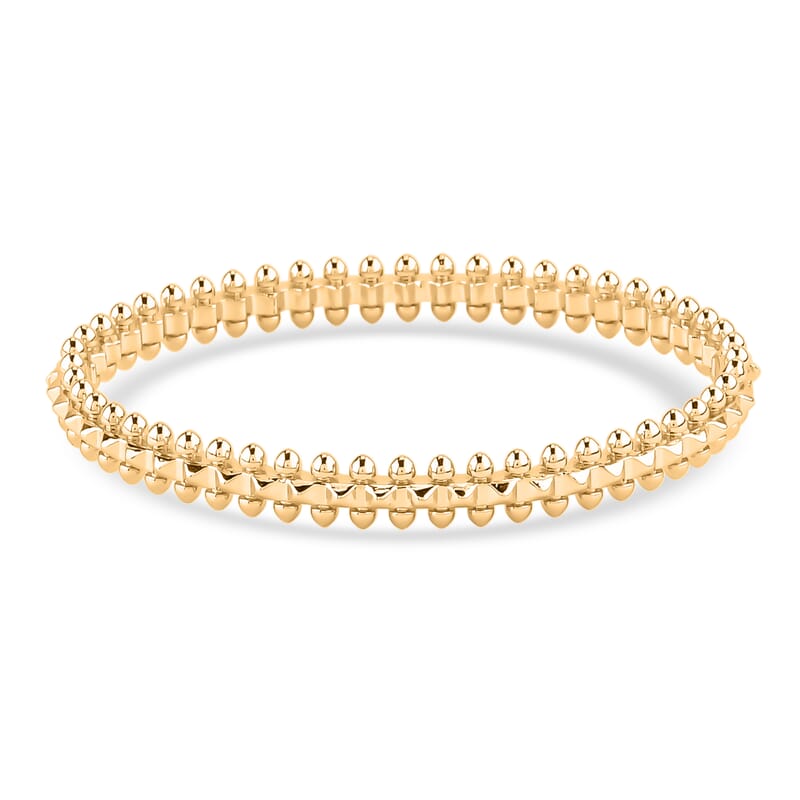 Spherical Beaded Bangle Bracelet in Goldtone (7.50 In)