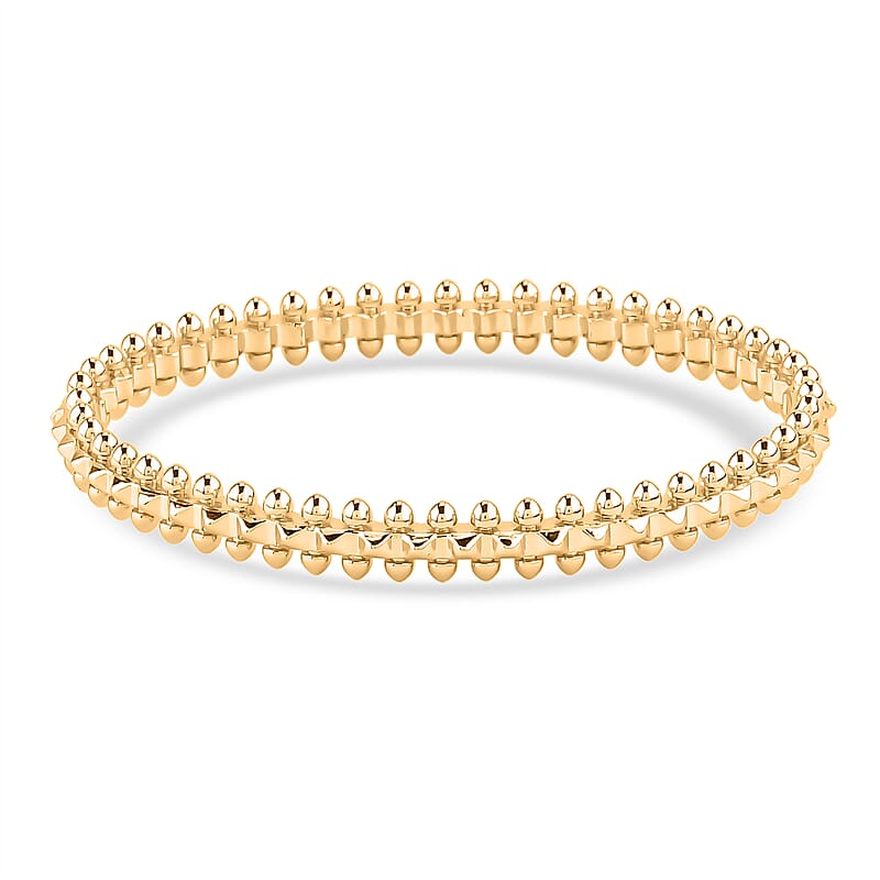 Spherical Beaded Bangle Bracelet in Goldtone (7.50 In)