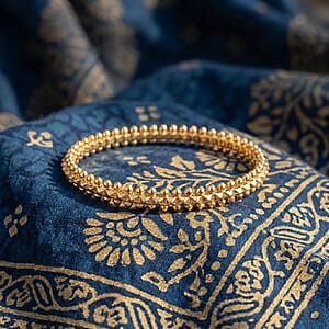 Spherical Beaded Bangle Bracelet in Goldtone (7.50 In)