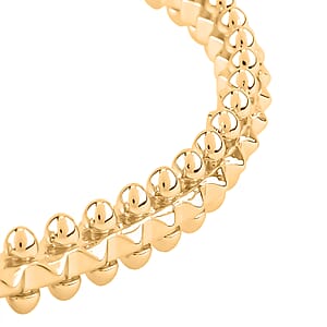 Spherical Beaded Bangle Bracelet in Goldtone (7.50 In)