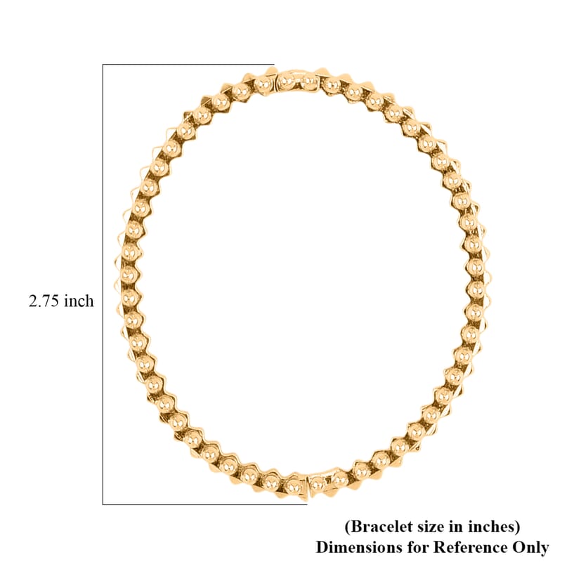 Spherical Beaded Bangle Bracelet in Goldtone (7.50 In)