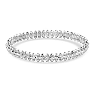 Spherical Beaded Bangle Bracelet in Silvertone (7.50 In)