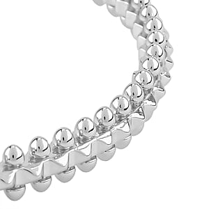 Spherical Beaded Bangle Bracelet in Silvertone (7.50 In)