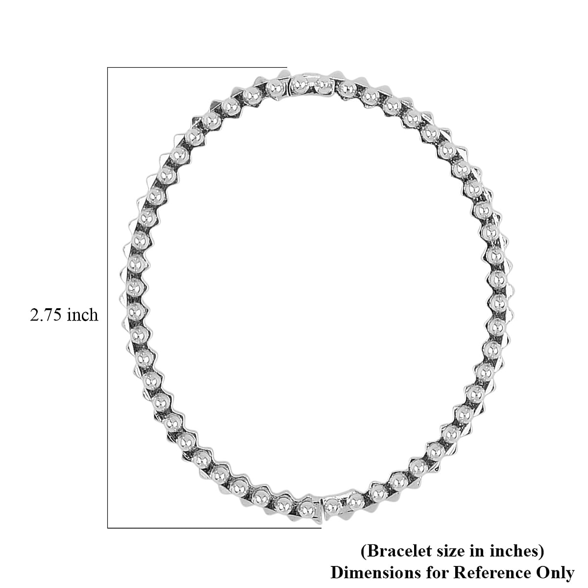 Spherical Beaded Bangle Bracelet in Silvertone (7.50 In) image number 4