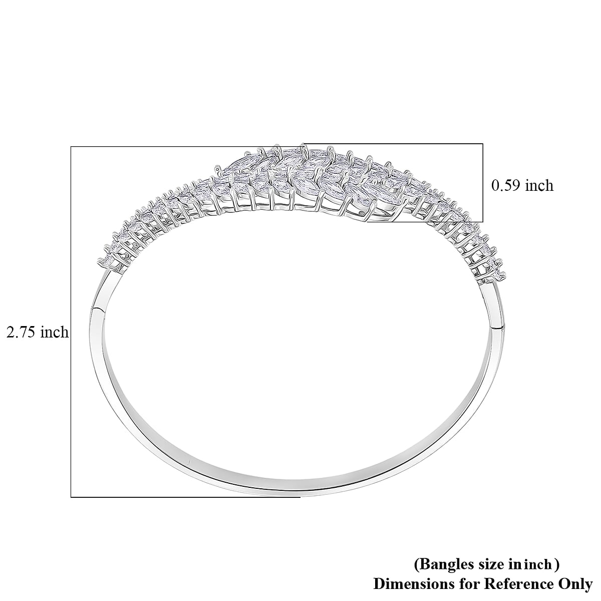 Simulated Diamond Bangle Bracelet in Silvertone (7.50 In) image number 6
