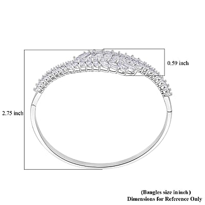 Simulated Diamond Bangle Bracelet in Silvertone (7.50 In)