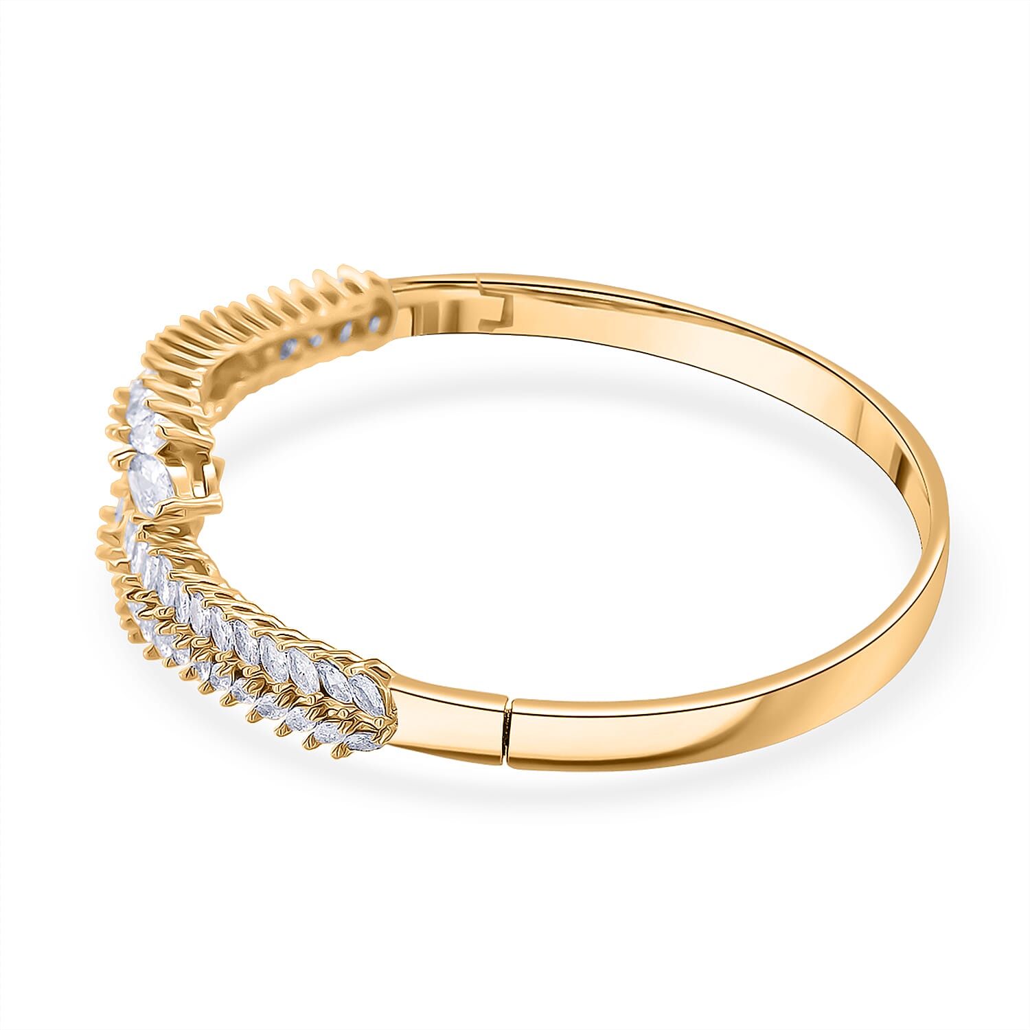 Simulated Diamond Bangle Bracelet in Goldtone (7.50 In)