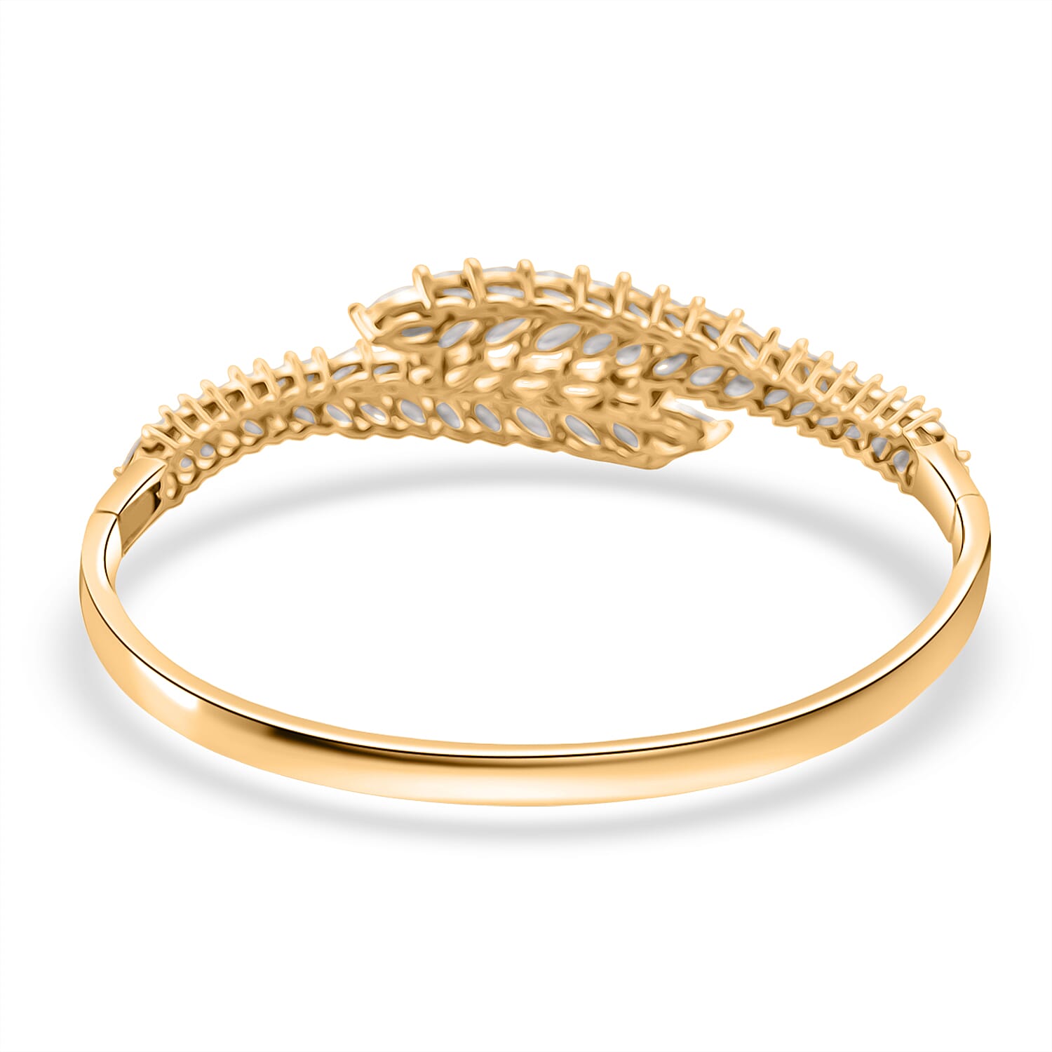 Simulated Diamond Bangle Bracelet in Goldtone (7.50 In)
