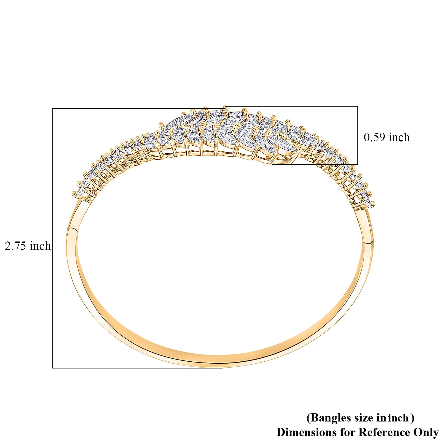 Simulated Diamond Bangle Bracelet in Goldtone (7.50 In)
