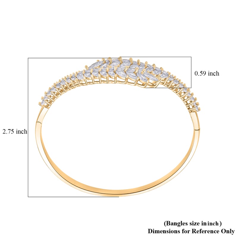 Simulated Diamond Bangle Bracelet in Goldtone (7.50 In)