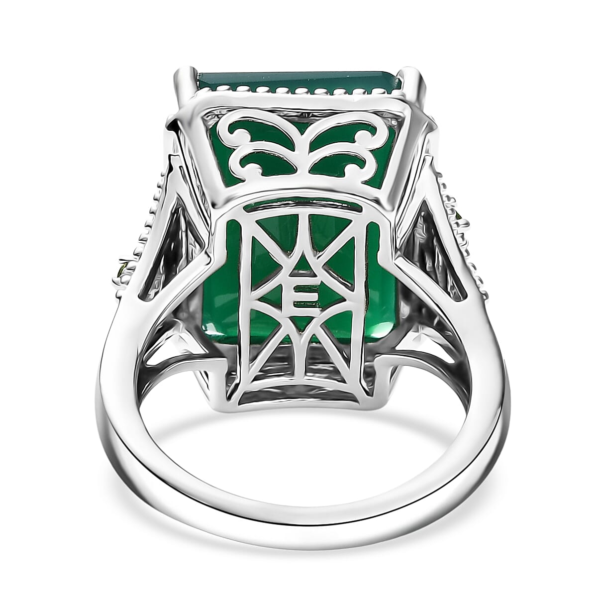 EverTrue Verde Onyx, Chrome Diopside Ring in 18K YG Plated and Platinum Bond (Size 10.0) 13.35 ctw image number 4