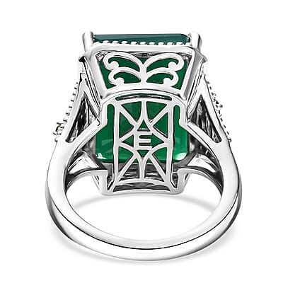 EverTrue Verde Onyx, Chrome Diopside Ring in 18K YG Plated and Platinum Bond 13.35 ctw (Size 10.0)