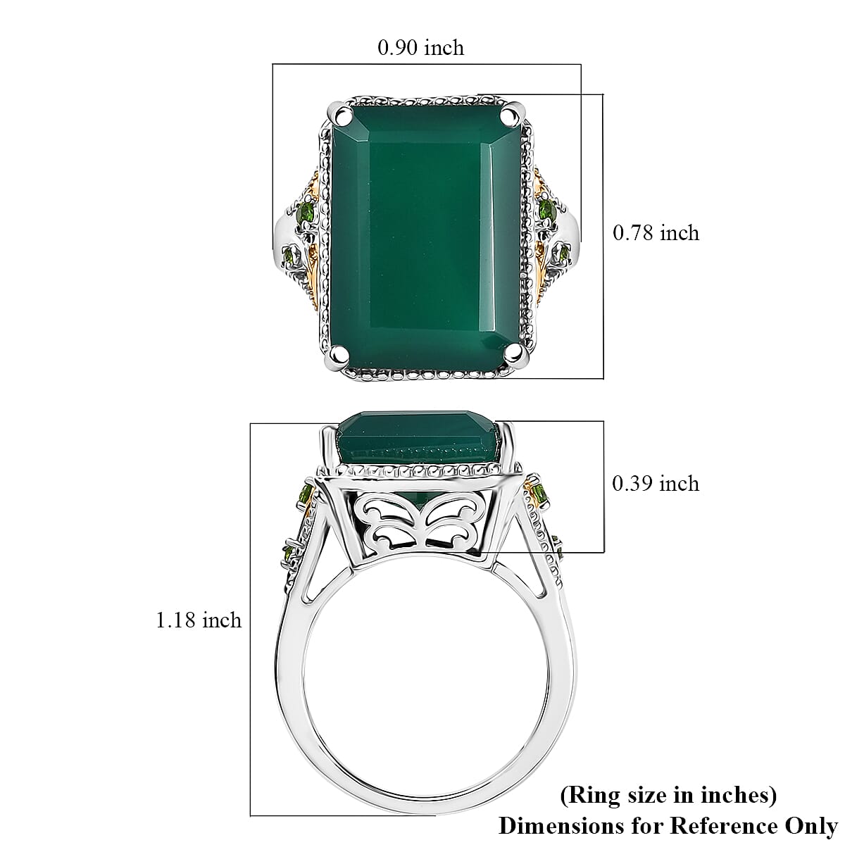 EverTrue Verde Onyx, Chrome Diopside Ring in 18K YG Plated and Platinum Bond (Size 10.0) 13.35 ctw image number 5