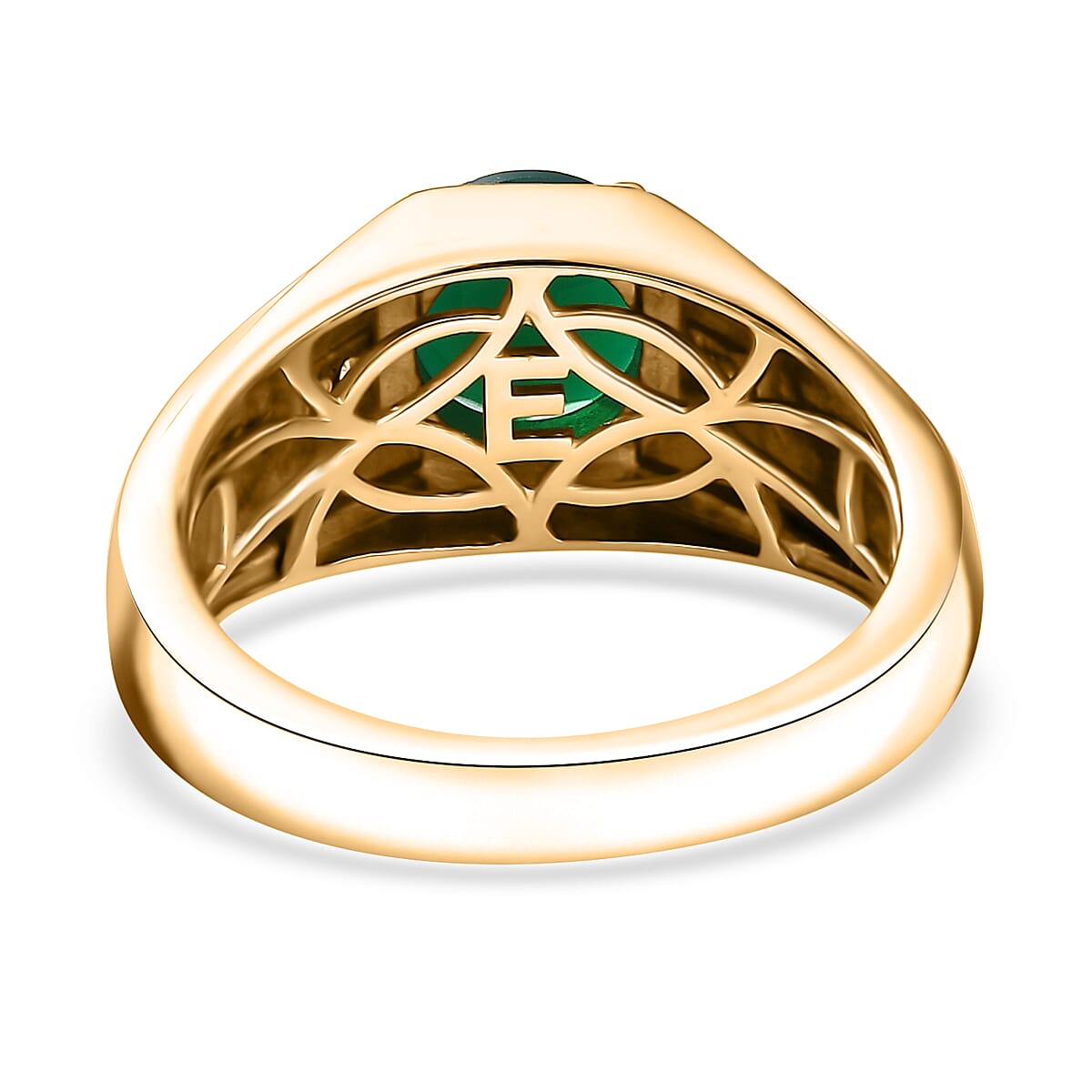 EverTrue Verde Onyx, White Zircon Men's Ring in 18K YG Plated 1.80 ctw (Size 10.0)