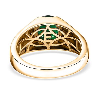EverTrue Verde Onyx, White Zircon Men's Ring in 18K YG Plated 1.80 ctw (Size 10.0)