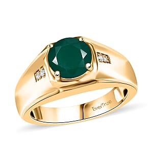 EverTrue Verde Onyx, White Zircon Men's Ring in 18K YG Plated 1.80 ctw (Size 12.0)