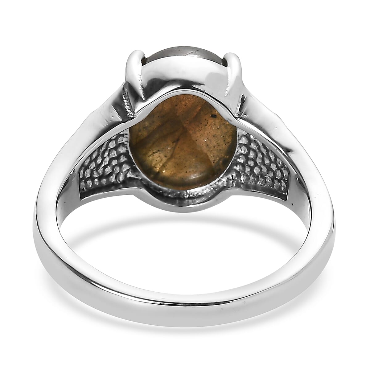 EverTrue Malagasy Labradorite 5.50 ctw Solitaire Ring in Stainless Steel (Size 10.0) image number 4