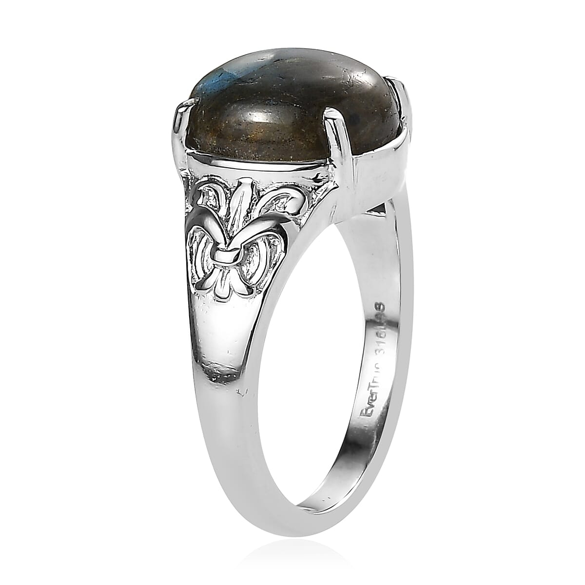 EverTrue Malagasy Labradorite 5.50 ctw Solitaire Ring in Stainless Steel (Size 5.0)