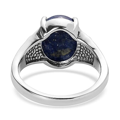 EverTrue Lapis Lazuli 6.00 ctw Solitaire Ring in Stainless Steel (Size 5.0)
