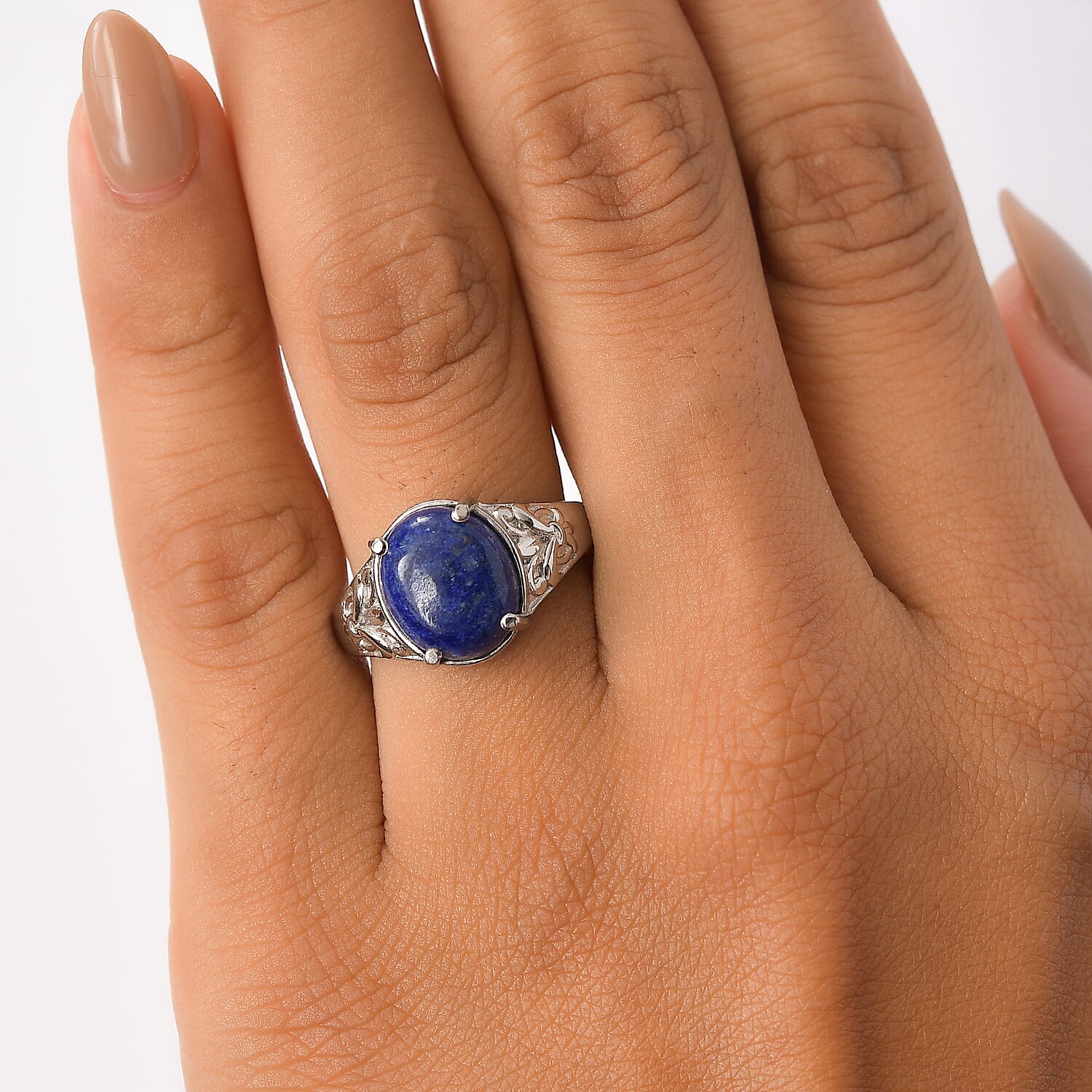 EverTrue Lapis Lazuli 6.00 ctw Solitaire Ring in Stainless Steel (Size 9.0)