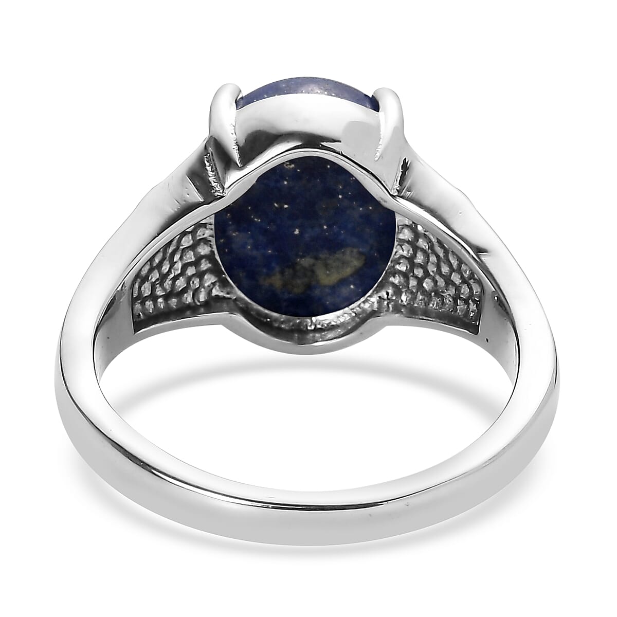 EverTrue Lapis Lazuli 6.00 ctw Solitaire Ring in Stainless Steel (Size 9.0)