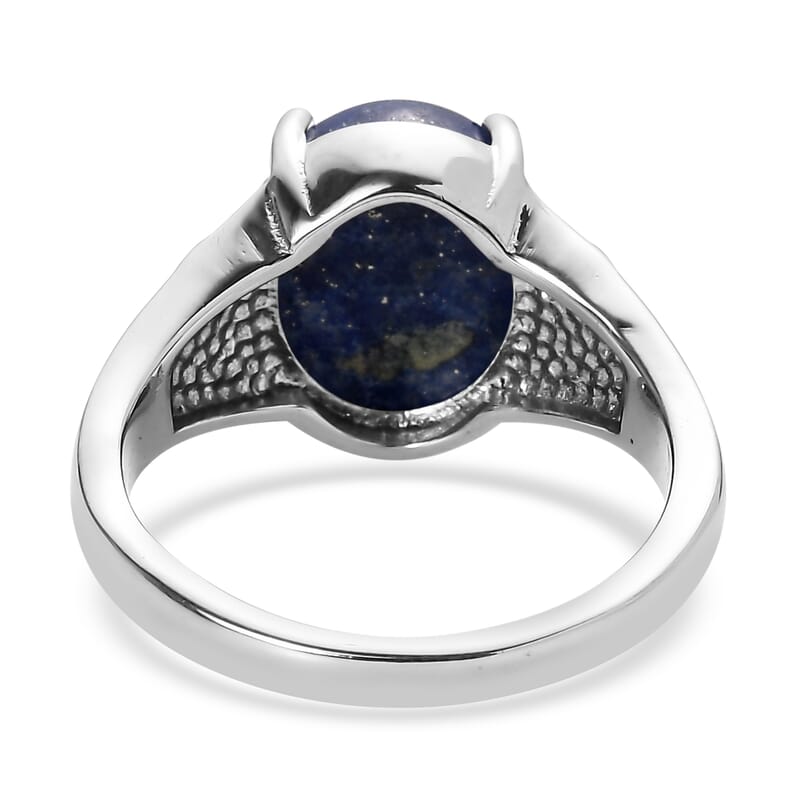 EverTrue Lapis Lazuli 6.00 ctw Solitaire Ring in Stainless Steel (Size 9.0)