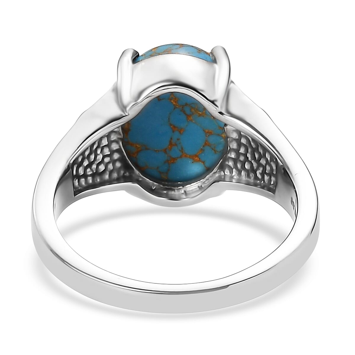 EverTrue Mojave Blue Turquoise 4.20 ctw Solitaire Ring in Stainless Steel (Size 5.0) image number 4
