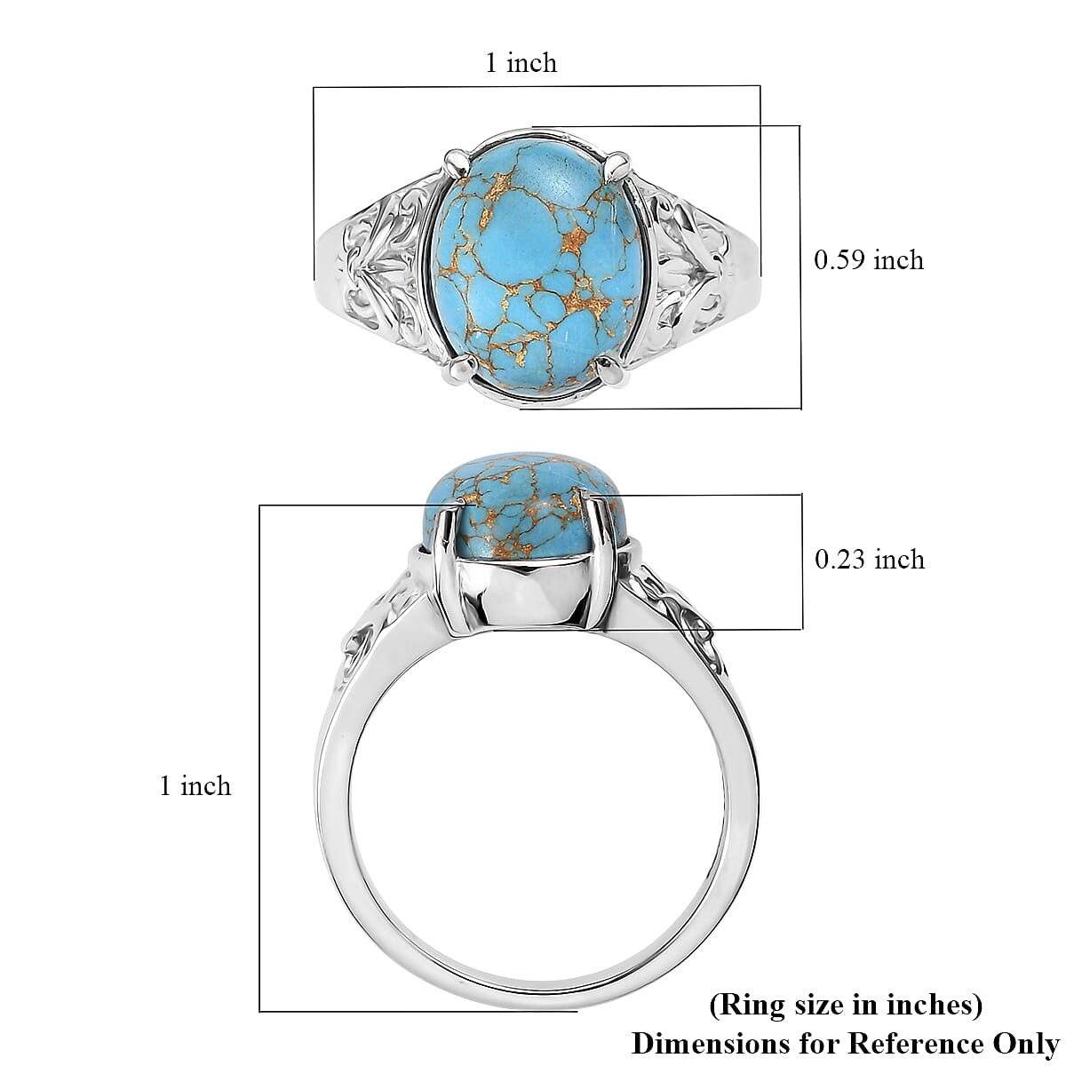 EverTrue Mojave Blue Turquoise 4.20 ctw Solitaire Ring in Stainless Steel (Size 5.0) image number 5