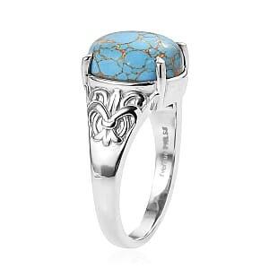 EverTrue Mojave Blue Turquoise 4.20 ctw Solitaire Ring in Stainless Steel (Size 6.0)