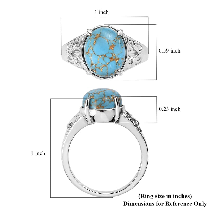 EverTrue Mojave Blue Turquoise 4.20 ctw Solitaire Ring in Stainless Steel (Size 8.0)
