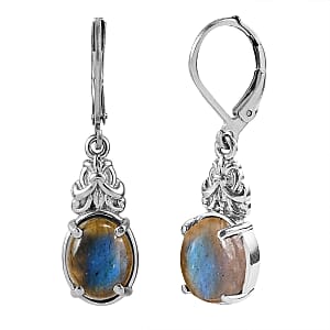 EverTrue Malagasy Labradorite 6.50 ctw Earrings in Stainless Steel
