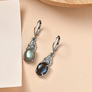 EverTrue Malagasy Labradorite 6.50 ctw Earrings in Stainless Steel