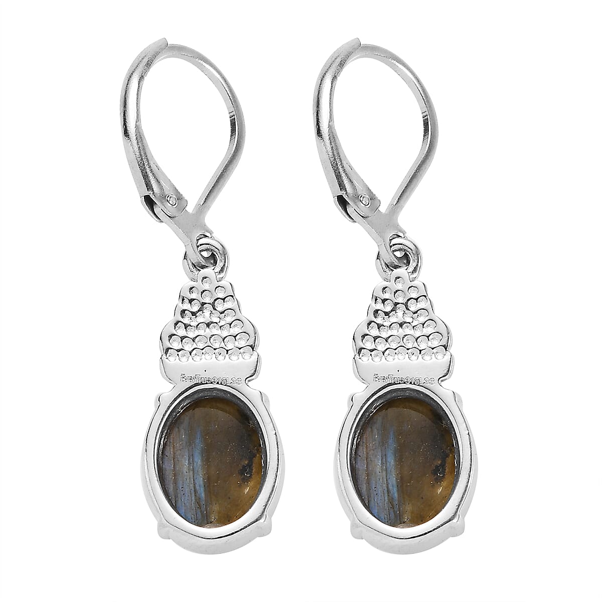 EverTrue Malagasy Labradorite 6.50 ctw Earrings in Stainless Steel image number 4