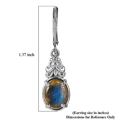 EverTrue Malagasy Labradorite 6.50 ctw Earrings in Stainless Steel