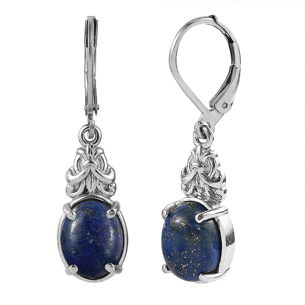 EverTrue Lapis Lazuli 6.60 ctw Earrings in Stainless Steel