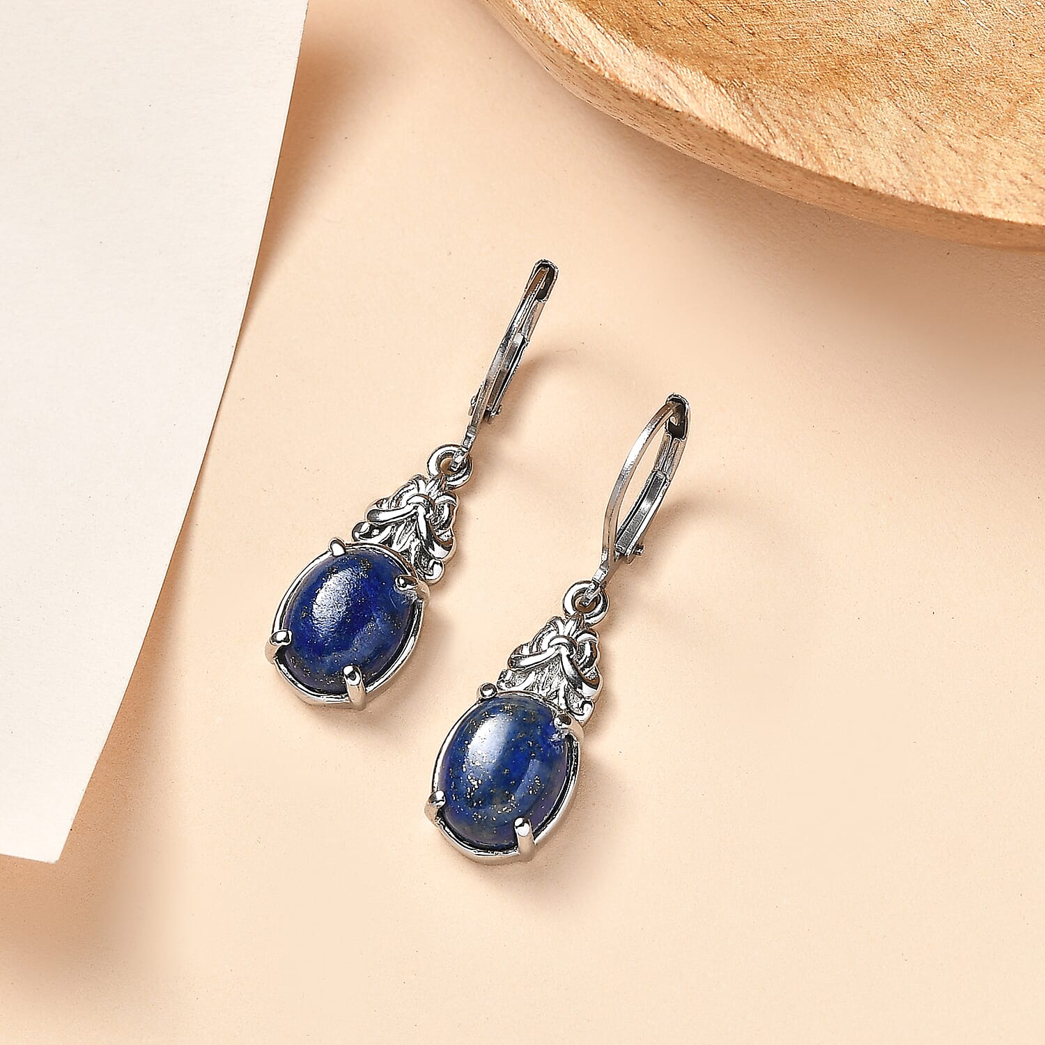 EverTrue Lapis Lazuli 6.60 ctw Earrings in Stainless Steel