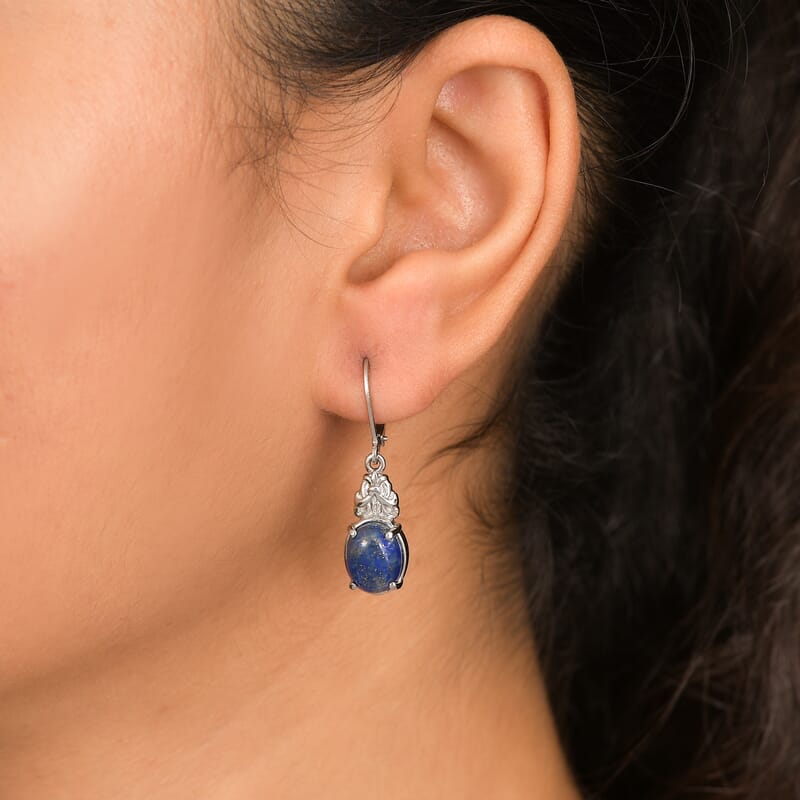 EverTrue Lapis Lazuli 6.60 ctw Earrings in Stainless Steel