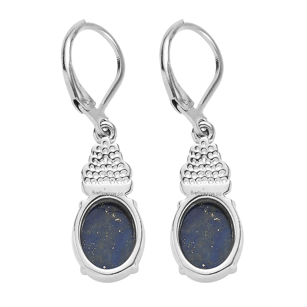 EverTrue Lapis Lazuli 6.60 ctw Earrings in Stainless Steel