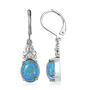 EverTrue Mojave Blue Turquoise 4.80 ctw Earrings in Stainless Steel