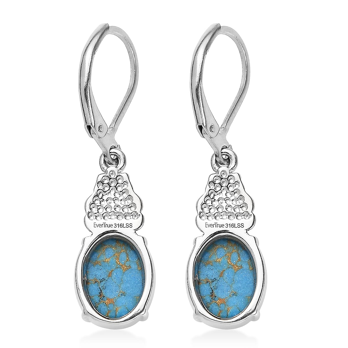 EverTrue Mojave Blue Turquoise 4.80 ctw Earrings in Stainless Steel image number 3