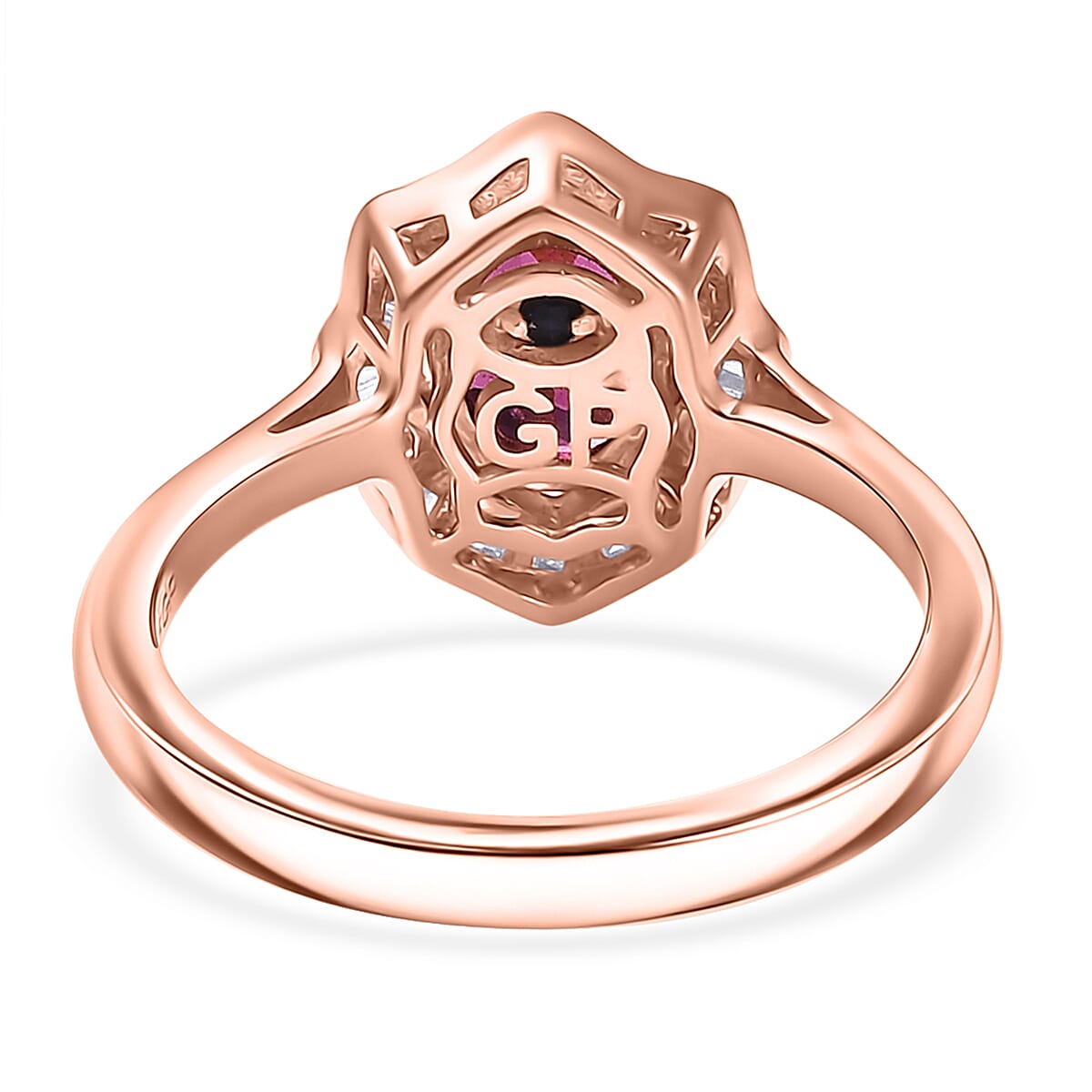 GP Italian Garden Collection Radiant Ember Garnet and Diamond 1.70 ctw Ring in 18K Vermeil Rose Gold Over Sterling Silver (Size 10.0) (Del. in 12-15 Days)  image number 5