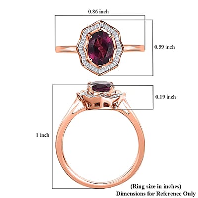 GP Italian Garden Collection Radiant Ember Garnet and Diamond 1.70 ctw Ring in 18K Vermeil Rose Gold Over Sterling Silver (Size 10.0) (Del. in 12-15 Days)