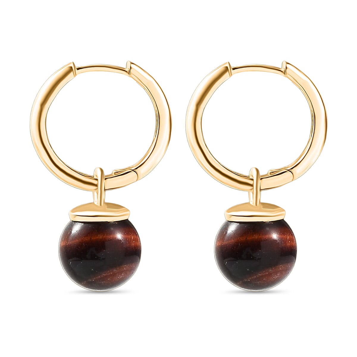 EverTrue Red Tiger Eye 14.80 ctw Earrings in 18K YG Plated image number 3