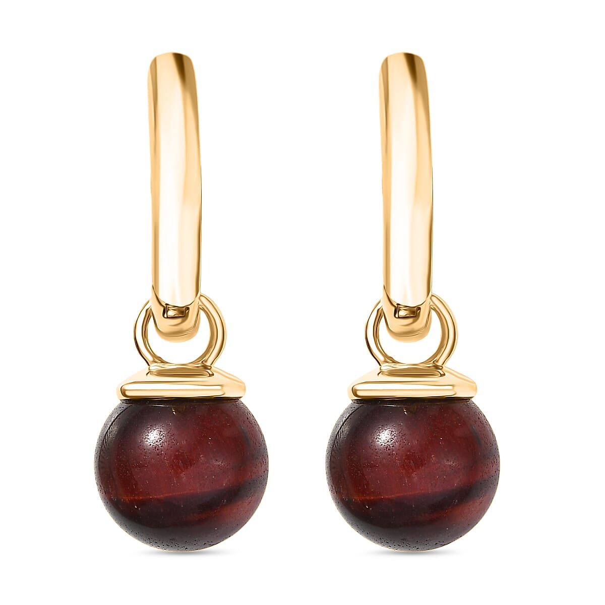 EverTrue Red Tiger Eye 14.80 ctw Earrings in 18K YG Plated image number 4
