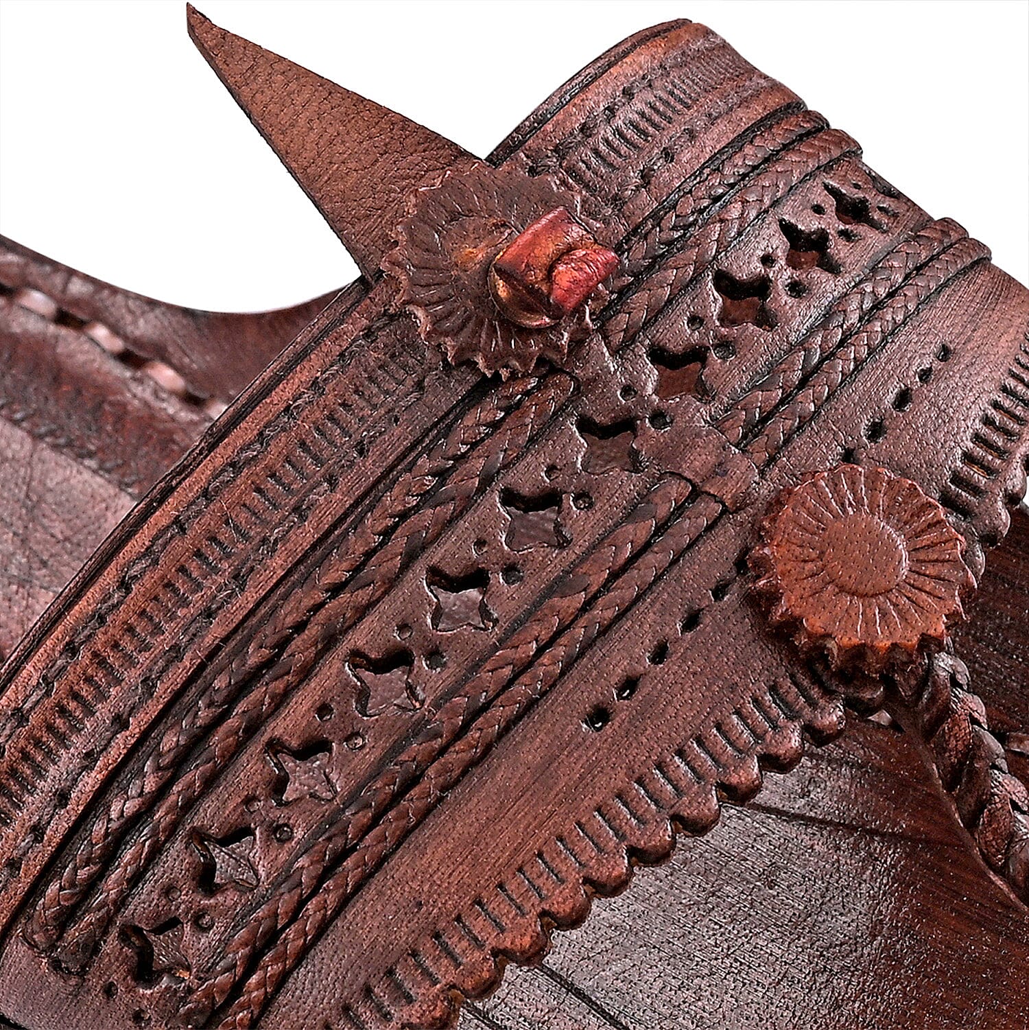 La Marey Cognac Women's Kolhapur Leather Slippers (Size 7.0)