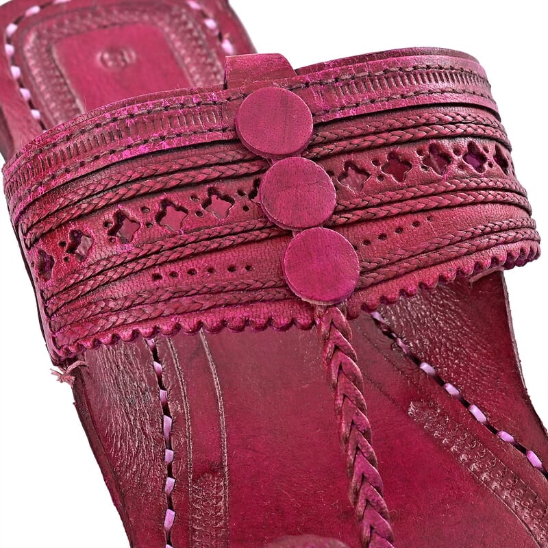 La Marey Pink Women's Kolhapur Leather Slippers (Size 9.0)