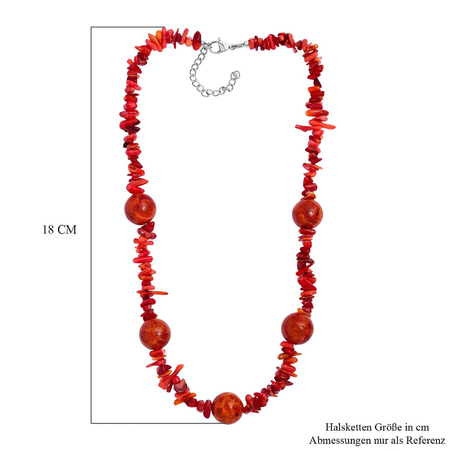 Sponge Coral Chips 170.00 ctw Necklace in Stainless Steel (18 Inches)