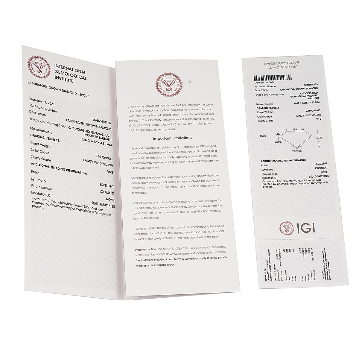 IGI Certified Luxuriant Lab Grown Yellow Diamond (VS2) (Radiant) 2.00 ctw image number 4