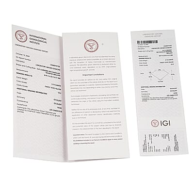 IGI Certified Luxuriant Lab Grown Yellow Diamond (VS2) (Radiant) 2.00 ctw